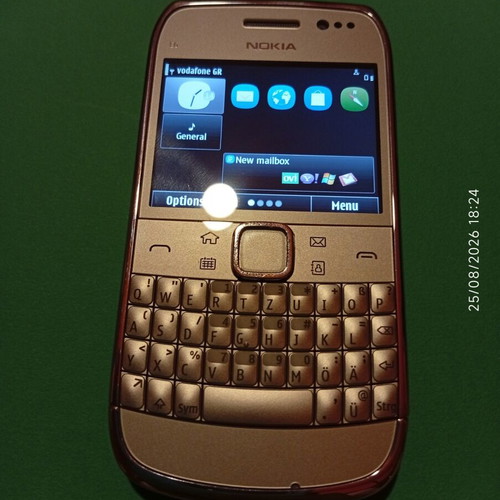 Nokia E6-00 mobile phone, silver, 8 MP camera, Symbian Anna