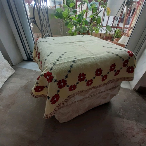 Hand embroidered tablecloth like new, cross-stitch 72x66 cm
