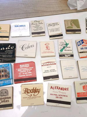 Vintage matchbox collection of 24, hotels and travel theme