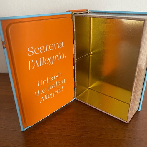 Venchi collectible metal box like new, book-shaped small