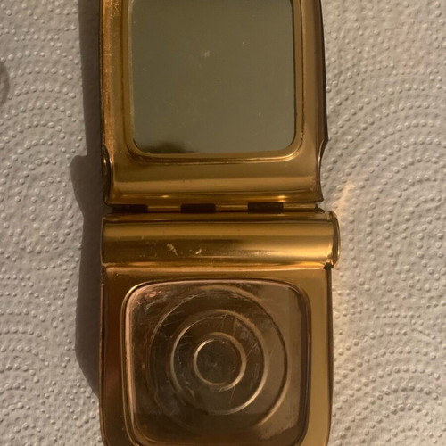Budlet powder compact vintage used with lipstick holder
