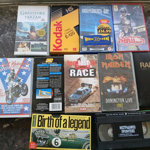 Used collectible 90's video cassettes, various themes