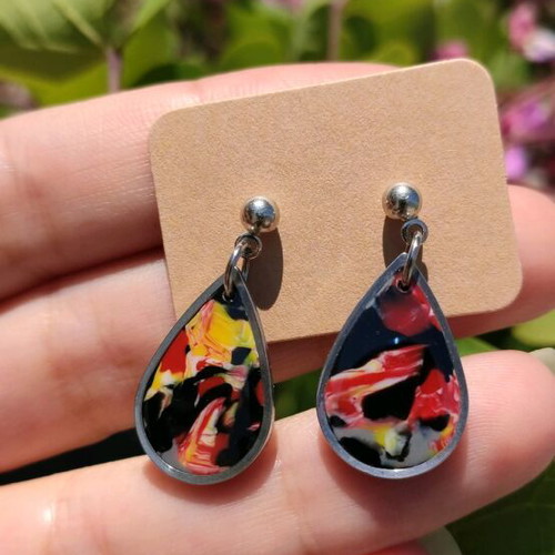 Drops earrings new, handmade with polymer clay and stainless steel