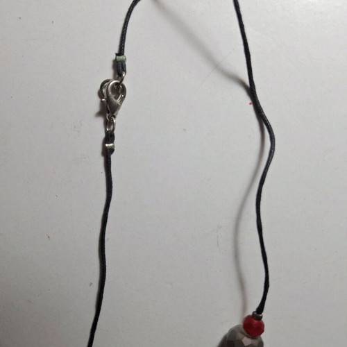 Boho necklace used, gray and red