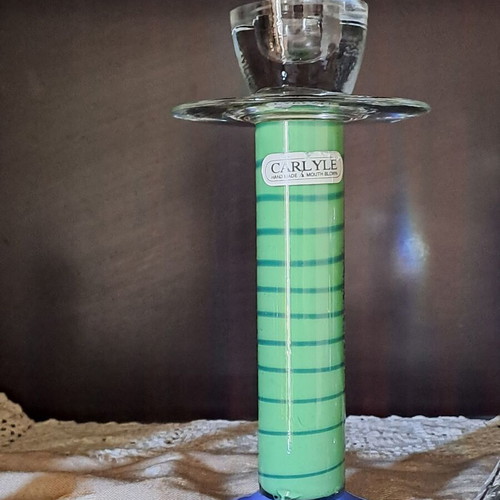 Carlyle Handmade Mouth Blown Glass Candlestick like new, vintage retro