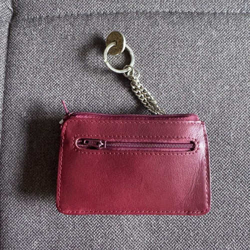 Giudi leather wallet with chain, burgundy