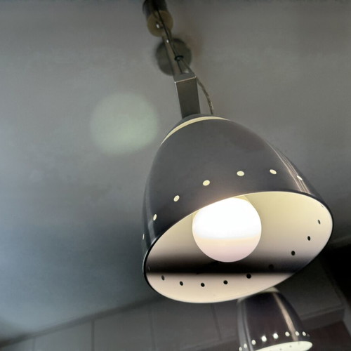 Double Inox Pendant Light like new, modern industrial design