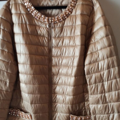 Women's spring autumn jacket like new, beige with pearls and stones