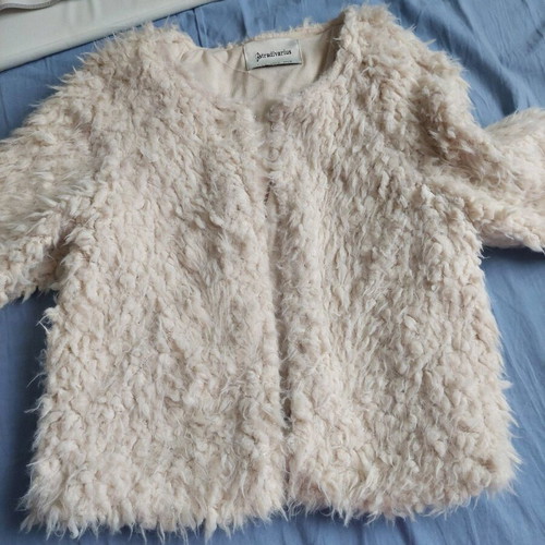 Fur jacket women like new, beige, size S