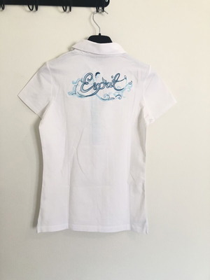 Esprit λευκό polo μπλουζάκι με κέντημα, καινούργιο, XS/S