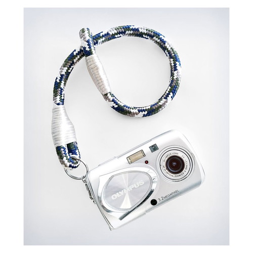 Handmade camera wrist strap with climbing rope and satin