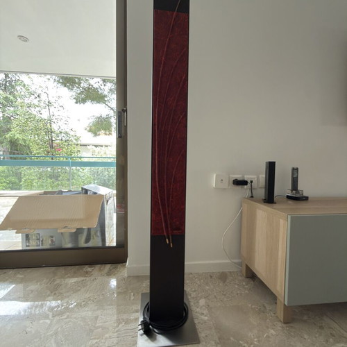Artease floor lamp like new, 1.52m height, leather and iron