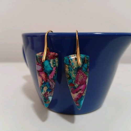 Zen natural earrings colorful dangling like new