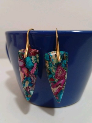 Zen natural earrings colorful dangling like new