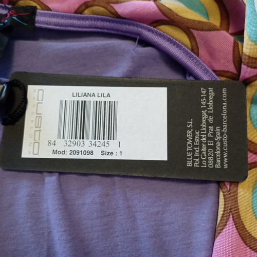 Custo Barcelona Y2K crop blouse new, lilac with colorful scarf