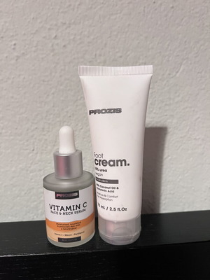 Serum face and foot cream set with vitamin C for dry skin, new