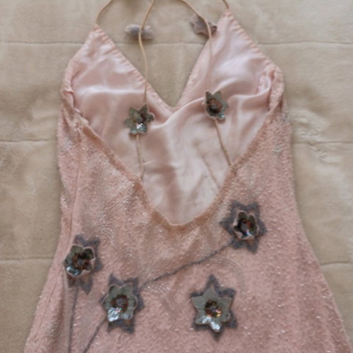 Vintage style dress used, pink, embroidered, size M