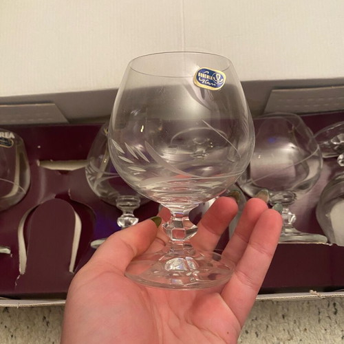 Bohemia Crystal vintage brandy glasses set of 6, like new
