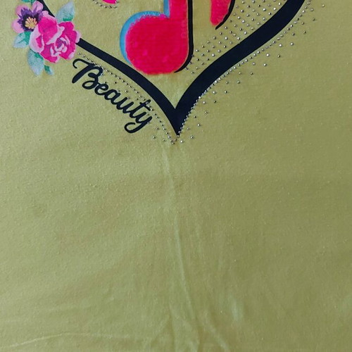 Summer blouse used with rhinestones, size 152-164, yellow