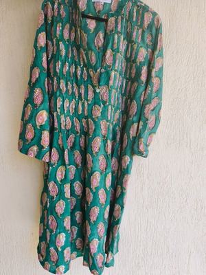 Boho caftan turquoise handcrafted, printed design