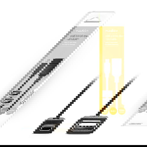 OTG Cable USB Α θηλ. - Mini USB 5-pin αρσ. 0.20m (kwd 2709)
