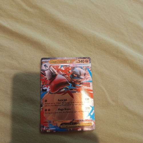 Mega Lucario stamped Pokemon card