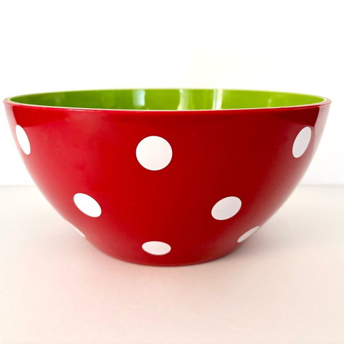 Spiegelburg Salad Bowl like new, red with white polka dots