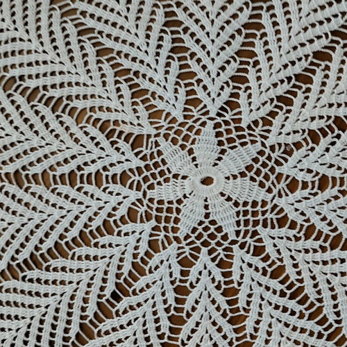 Handmade crocheted round tablecloth like new, white 56x56 cm