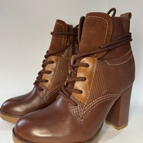 Leather ankle boots brown like new with suede details