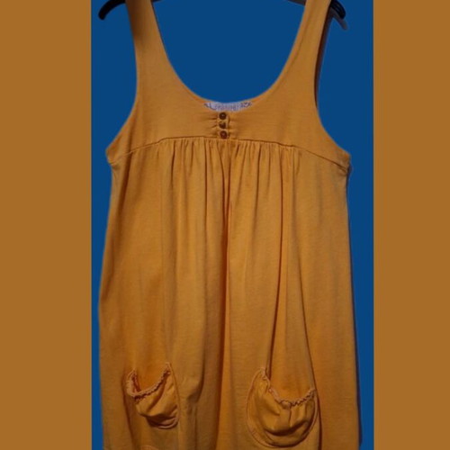 Loose blouse with straps like new, yellow, cotton