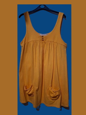 Loose blouse with straps like new, yellow, cotton