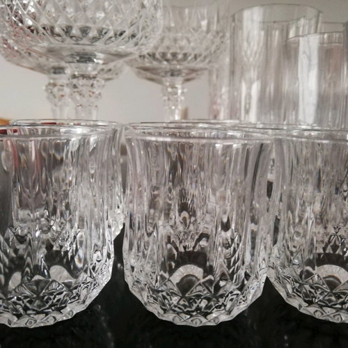 Crystal glasses used, set of 34 pieces