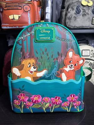 Loungefly Disney The Fox and the Hound Mini Backpack new, colorful green