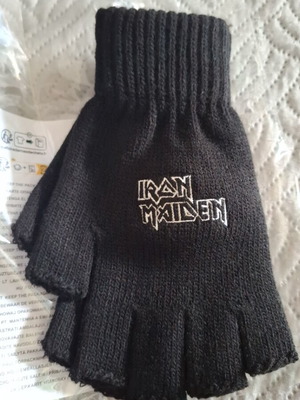 Iron Maiden licensed fingerless gloves, black