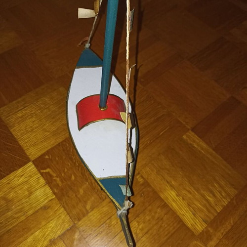 Handmade boat decoration used, paper and wood