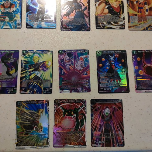 Dragon Ball Super cards used, 18 pieces, silver foil-holo