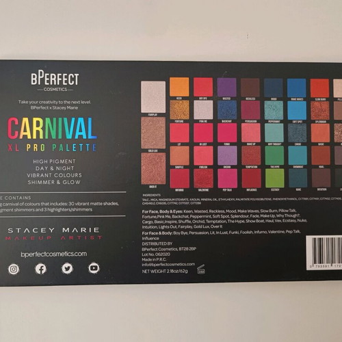 BPerfect Carnival XL pro palette Stacey Marie like new, eyeshadow and highlighter palette