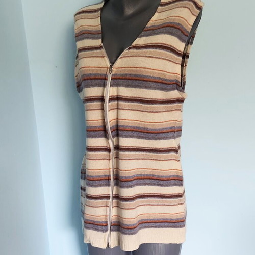 Dreams women's wool vest tunic with zipper, striped