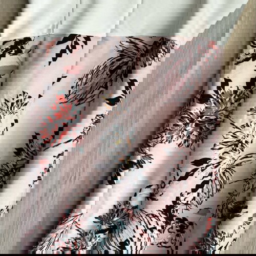 Dress with white top and pink floral print like new, size 40