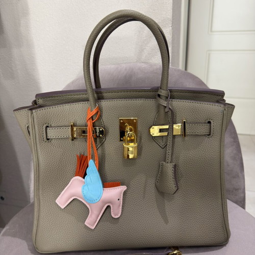 Leather handbag, brown, 30x25 cm, Blermode