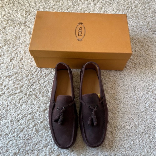 Tods suede men's loafers brown with tassel used, size 40