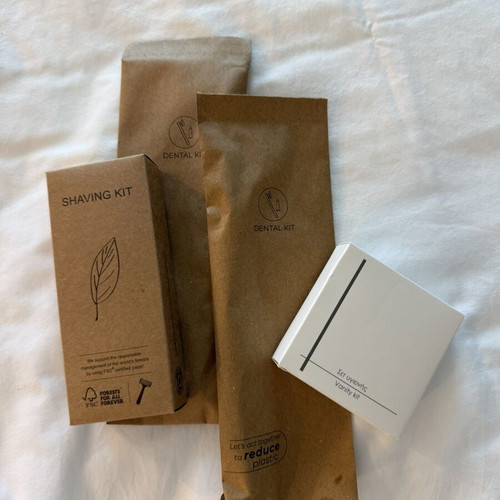 Bath products new, dental kit and shaving kit