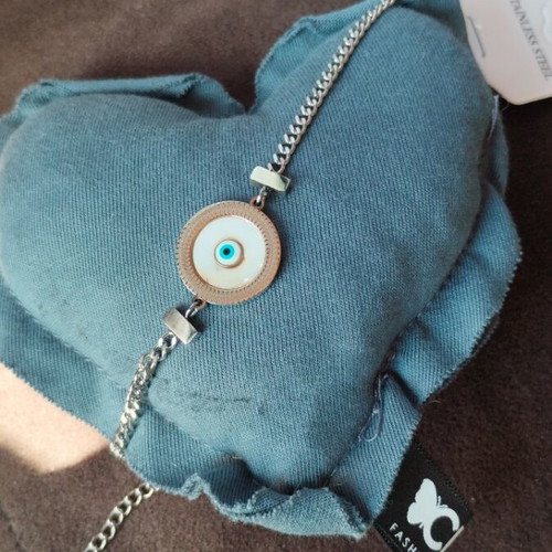 Chain bracelet with evil eye silver, new