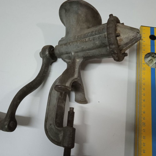 Manual meat grinder used, American made antique