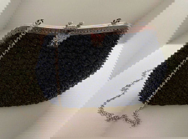 Χειροποίητη πλεκτή Τσάντα Crochet, Σκούρο μπλε