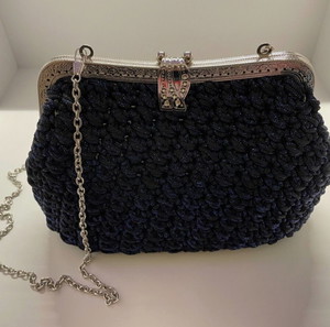 Χειροποίητη πλεκτή Τσάντα Crochet, Σκούρο μπλε
