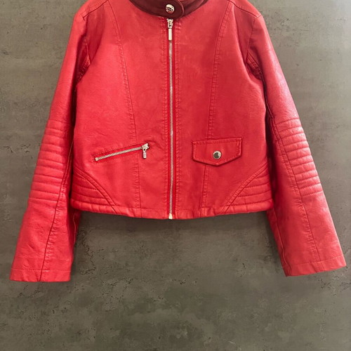 Mayoral girls' red leather jacket like new, size 8-9