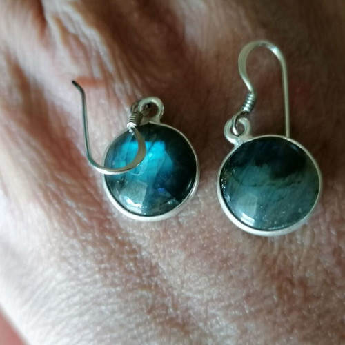 Silver 925 Earrings with Natural Labradorite New