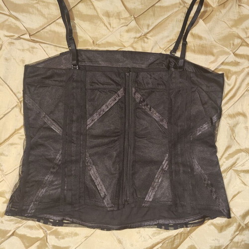 Fransa black bustier top like new, removable straps, lace details