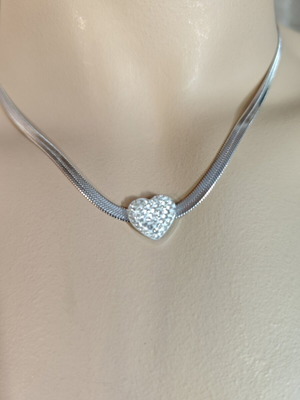 Steel necklace with heart pendant, new